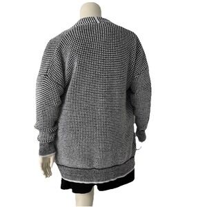 Women's Knit Cardigan – Black White Open Front Slouchy Longline Sweater Sz Small